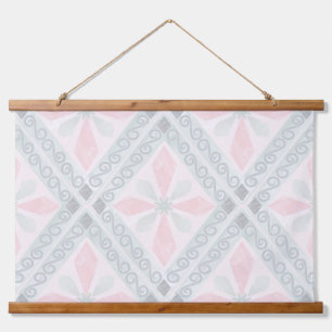 Green and pink pastel diamond pattern hanging tapestry