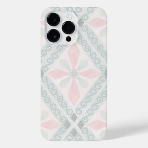 Green and pink pastel diamond pattern iPhone 14 pro max case