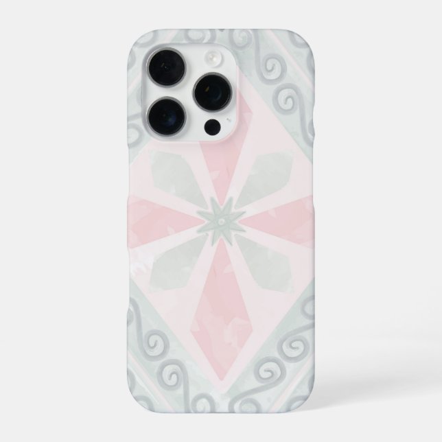Green and pink pastel diamond pattern iPhone case (Back)