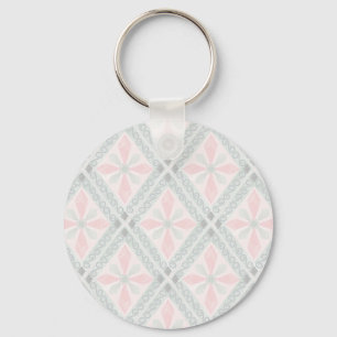 Green and pink pastel diamond pattern key ring