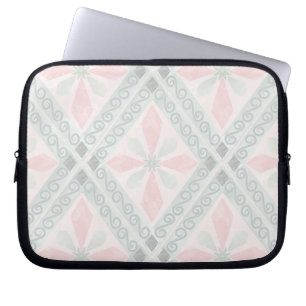 Green and pink pastel diamond pattern laptop sleeve