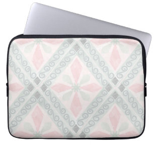 Green and pink pastel diamond pattern laptop sleeve