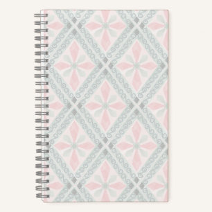 Green and pink pastel diamond pattern notebook