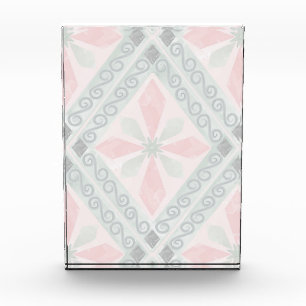 Green and pink pastel diamond pattern photo block