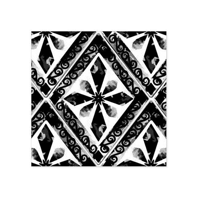 Green and pink pastel diamond pattern rubber stamp (Imprint)