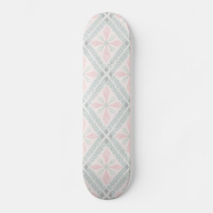 Green and pink pastel diamond pattern skateboard