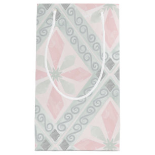Green and pink pastel diamond pattern small gift bag