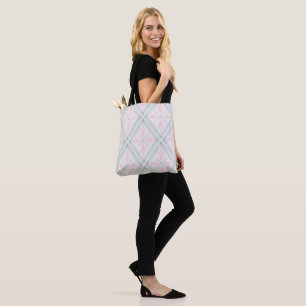 Green and pink pastel diamond pattern tote bag