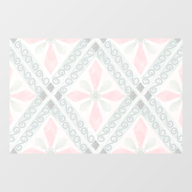 Green and pink pastel diamond pattern window cling (Sheet)