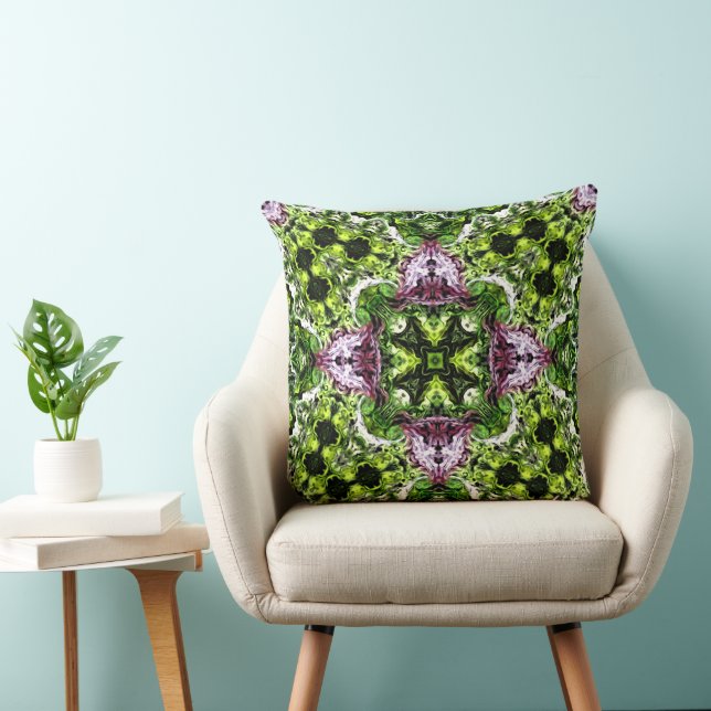 Green and Pink Pattern with Organic Flow Cushion (Chair)