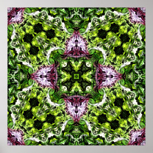 Green and Pink Pattern with Organic Flow Poster