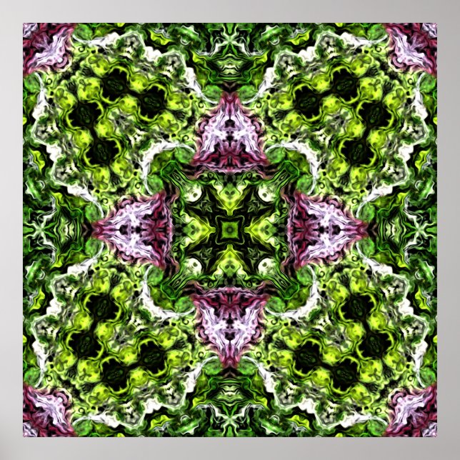 Green and Pink Pattern with Organic Flow Poster (Front)