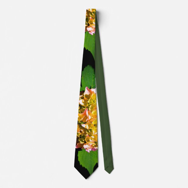 Green and Pink Peony Tie (Front)