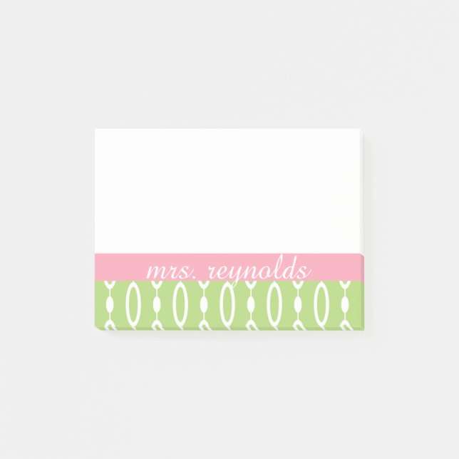 Green and Pink Post It Notes - Personalise (Front)
