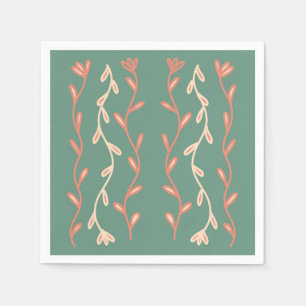 Green and pink seaweed design napkin