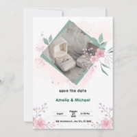 Green and Pink Simple Save the Date Poster