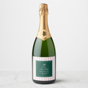 Green and pink Stripe Tennis Bachelorette elegant Sparkling Wine Label
