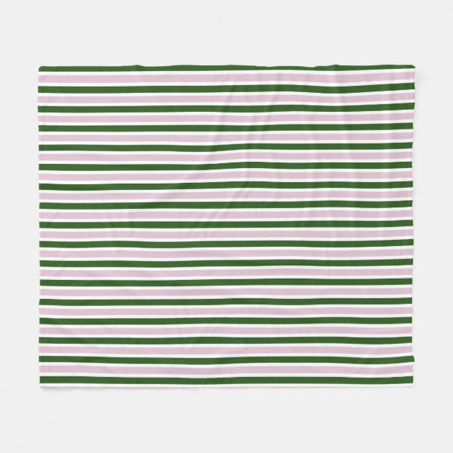 Green and Pink Stripes Fleece Blanket (Front (Horizontal))