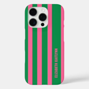 Green and Pink  Stripes Pattern Personalised  iPhone 16 Pro Case