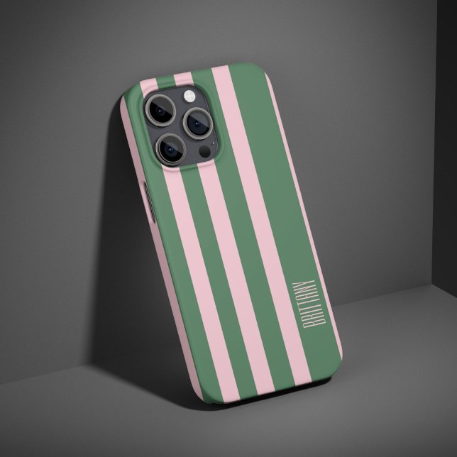 Green and Pink  Stripes Pattern Personalised  Case-Mate iPhone Case (Creator Uploaded)