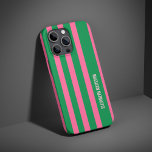 Green and Pink  Stripes Pattern Personalised  iPhone 16 Pro Case<br><div class="desc">Add a stylish touch to your phone with this green and pink stripes pattern personalised iPhone 16 Pro case. Featuring a chic striped design, it offers a perfect blend of elegance and modern flair. Customise it with your name or initials for a unique look, making it a great accessory or...</div>