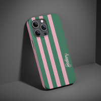 Green and Pink  Stripes Pattern Personalised 
