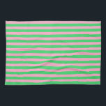 Green and Pink Stripes Tea Towel<br><div class="desc">Abstract digital art of green and pink stripes</div>