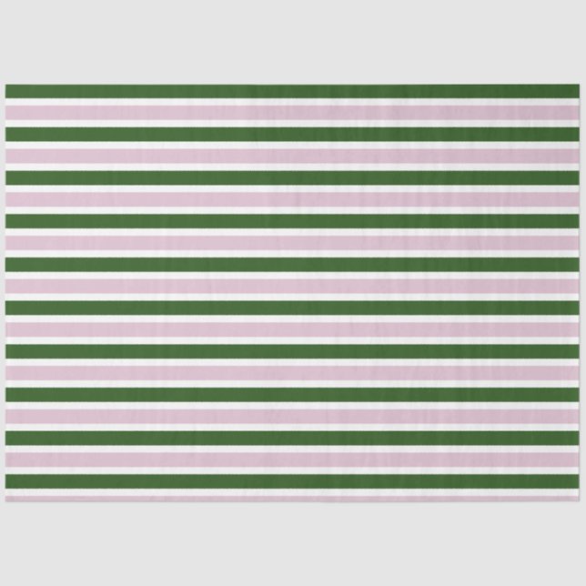 Green and Pink Stripes Tissue Paper (Front)