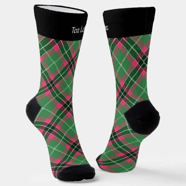 Green and Pink Tartan Socks (Angled)