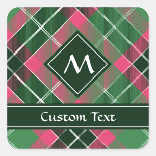 Green and Pink Tartan Square Sticker