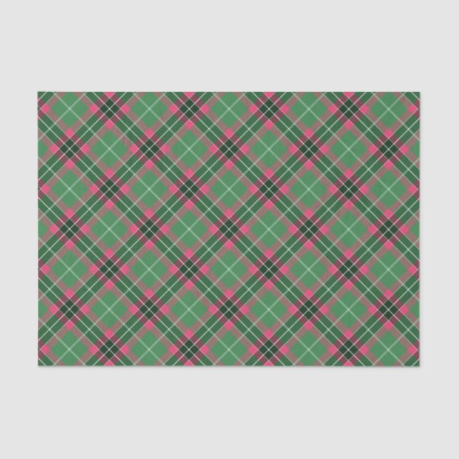 Green and Pink Tartan Tissue Paper (Front)