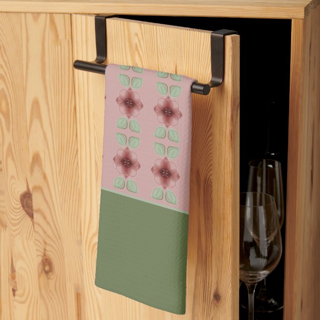 Green and Pink Tea Towel (Thirds Fold)