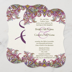 Green and Pink Yarrow Wedding Invitation