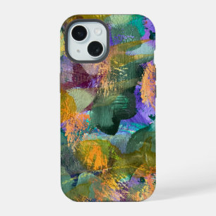 Green and Purple Abstract Floral iPhone 15 Case