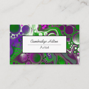 Green and Purple Abstract Fluid Art Business Card