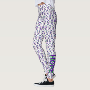 Green and Purple Awareness Ribbon Angel Leggings