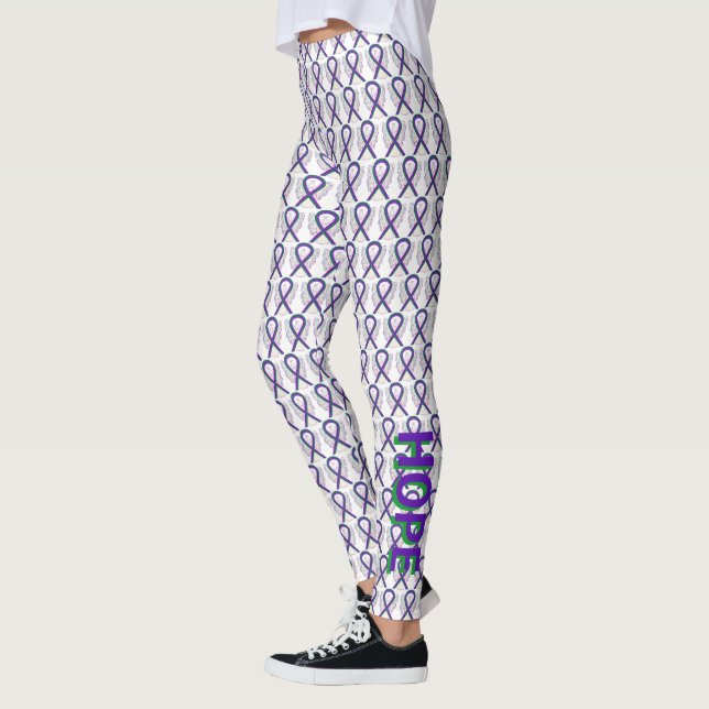 Green and Purple Awareness Ribbon Angel Leggings (Left)