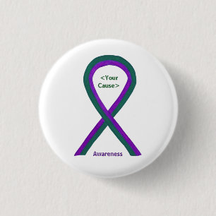 Green and Purple Awareness Ribbon Pin Buttons