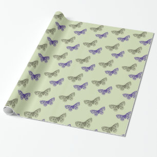 Green and Purple Butterflies Wrapping Paper