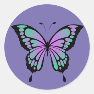 Green and Purple Butterfly Sticker