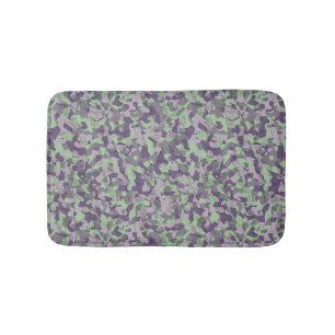 green and purple camo abstract bath mat