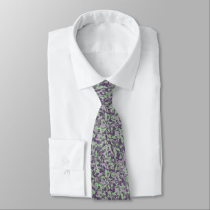 green and purple camo abstract tie