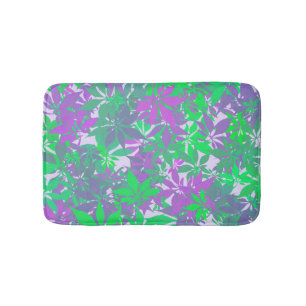 Green and Purple Chestnut Leaves Bath Mat