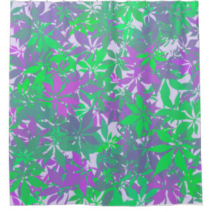 Green and Purple Chestnut Leaves Shower Curtain