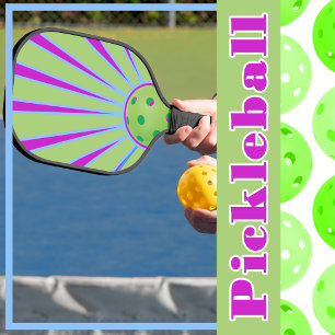 Green and Purple Colourful Sunshine Sunburst Pickleball Paddle