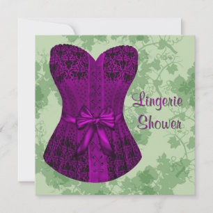 Green and Purple Corset Bridal Shower Invitation