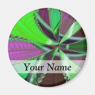 Green and purple fractal pattern magnet