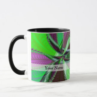 Green and purple fractal pattern mug