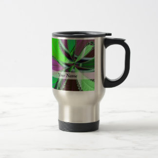 Green and purple fractal pattern travel mug