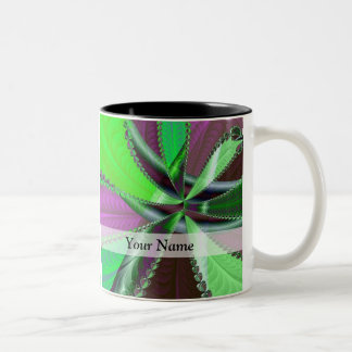Green and purple fractal pattern Two-Tone coffee mug